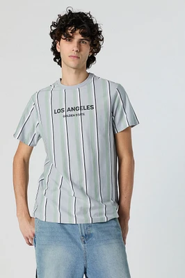 Los Angeles Embroidered Striped T-Shirt