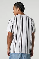 T-shirt rayé avec motif brodé