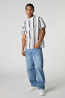 T-shirt rayé avec motif brodé