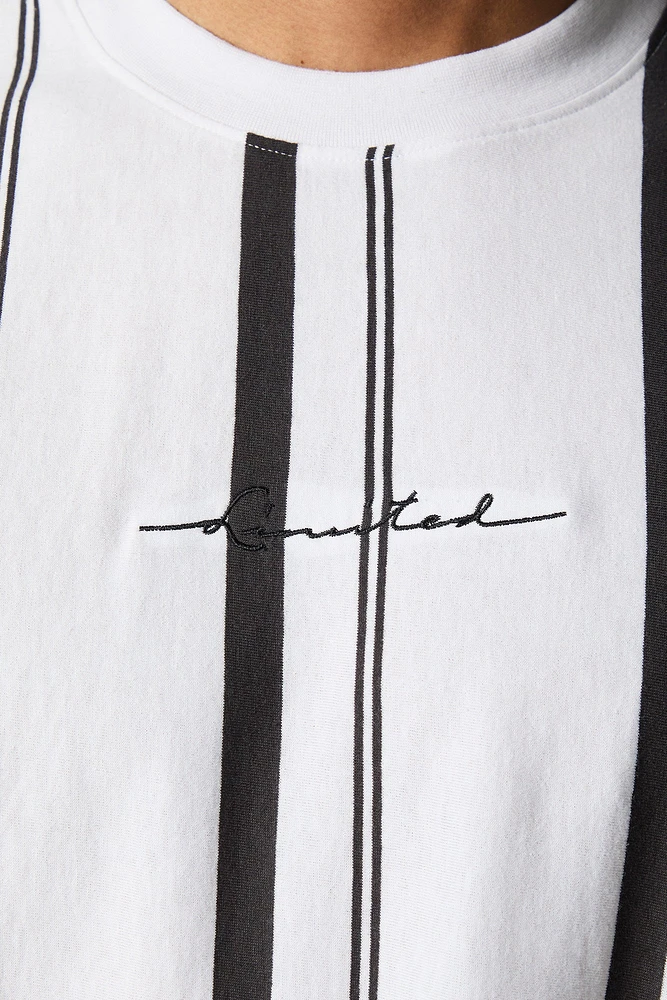 T-shirt rayé avec motif brodé
