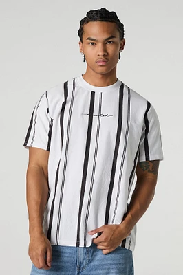 T-shirt rayé avec motif brod