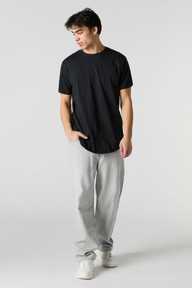 Solid Curved Hem T-Shirt