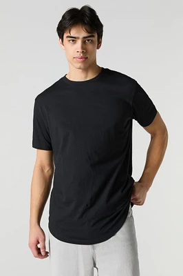 Solid Curved Hem T-Shirt