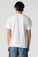 T-shirt avec motif brodé et blocs de couleurs