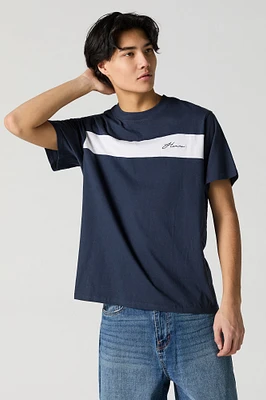 Embroidered Colourblock T-Shirt