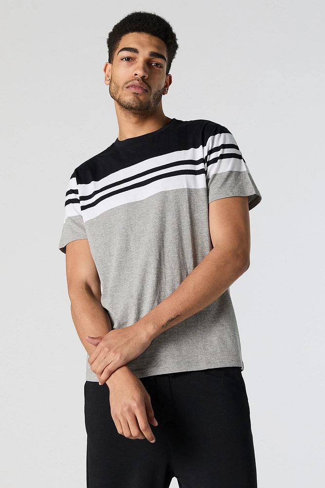 Striped Colourblock Crewneck T-Shirt