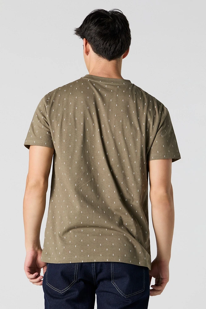 Ditsy Print Henley T-Shirt