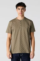 Ditsy Print Henley T-Shirt