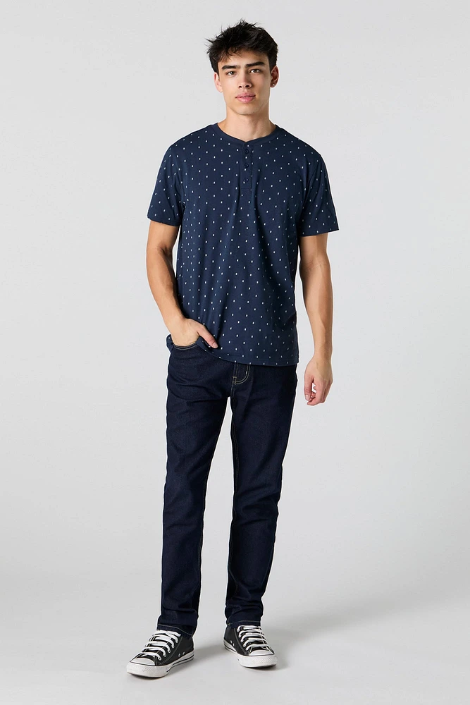 Ditsy Print Henley T-Shirt
