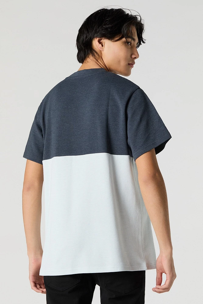 T-shirt côtelé avec blocs de couleurs