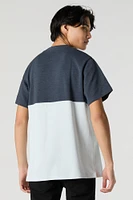 T-shirt côtelé avec blocs de couleurs