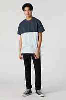 T-shirt côtelé avec blocs de couleurs