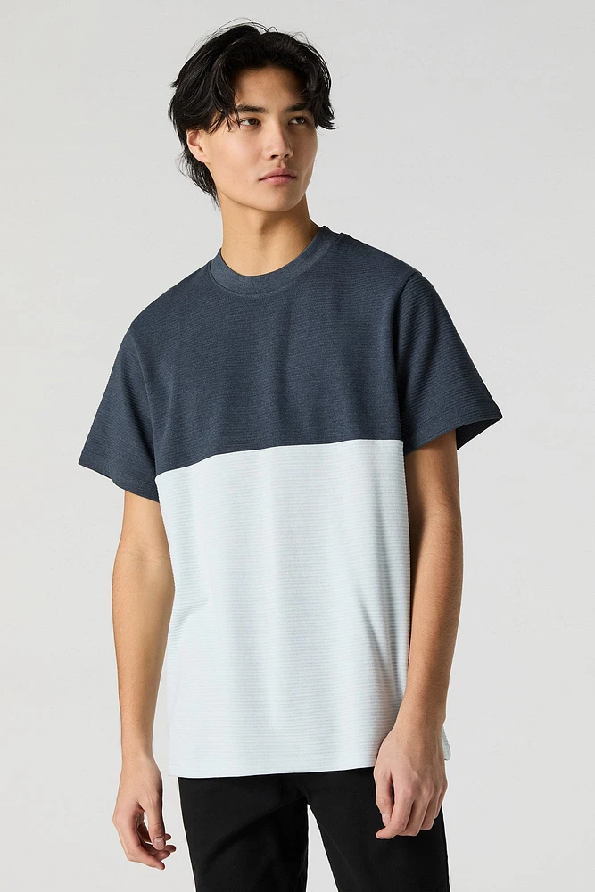 T-shirt côtelé avec blocs de couleurs