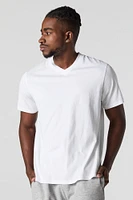 T-shirt uni à encolure en V