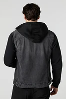 Jacket en denim à capuchon molleton