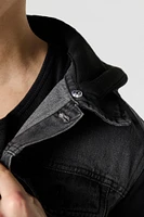 Jacket en denim à capuchon molleton