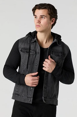 Jacket en denim à capuchon molleton