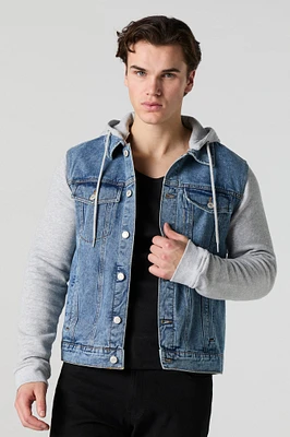 Jacket en denim à capuchon molleton