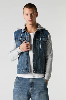 Blouson de style camionneur à capuchon en denim