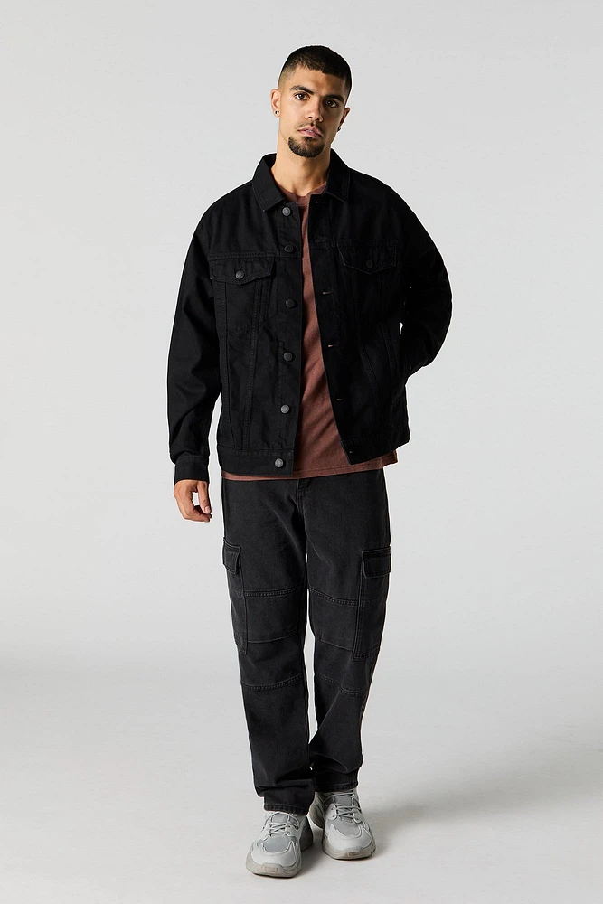 Blouson en denim dÃ©lavÃ© foncÃ©