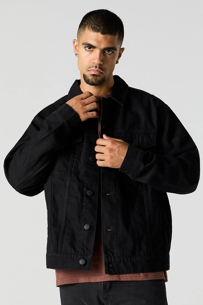 Blouson en denim dÃ©lavÃ© foncÃ©