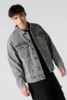 Blouson décontracté en denim délavé gris