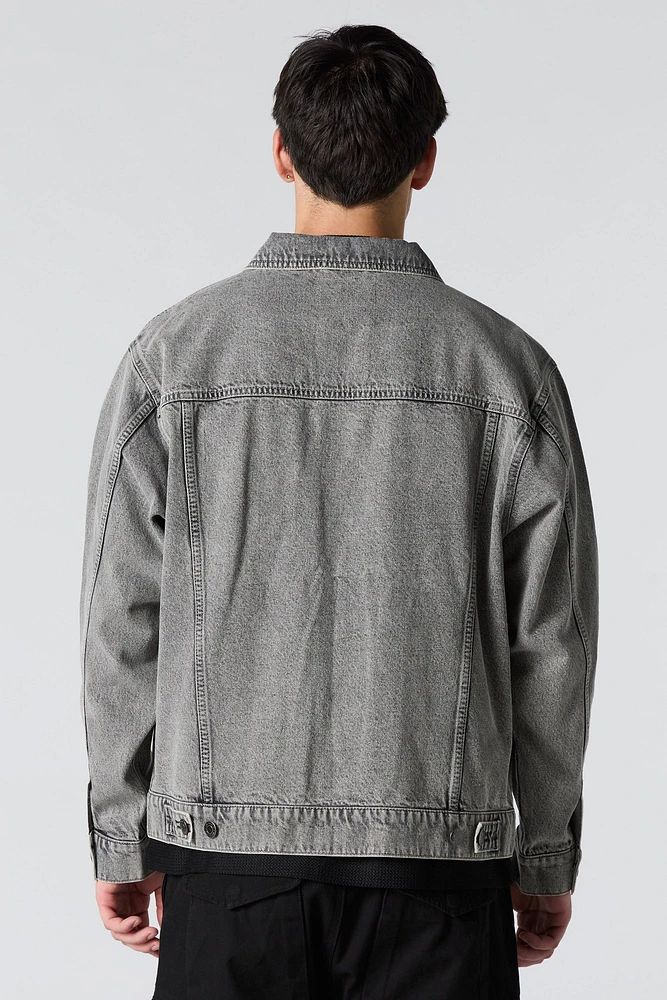 Blouson décontracté en denim délavé gris