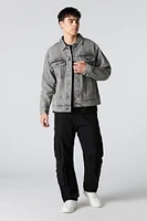 Blouson décontracté en denim délavé gris