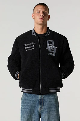 Sherpa Embroidered Varsity Jacket