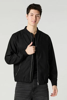 Faux Suede Bomber Jacket