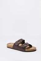 Faux Leather Buckled Cork Sandal