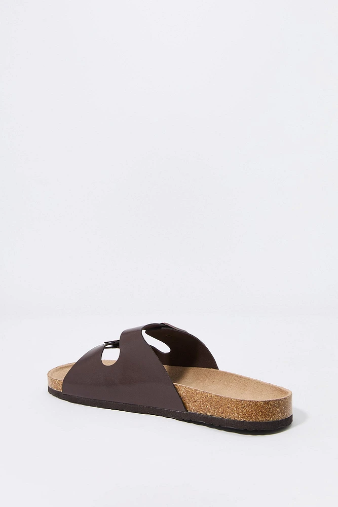 Faux Leather Buckled Cork Sandal