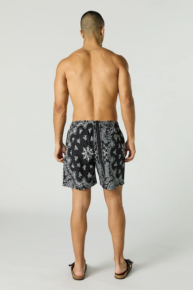 Printed Drawstring Swim Short