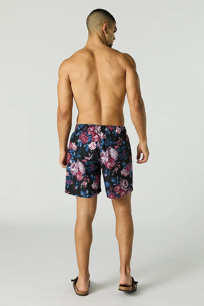 Short de bain imprimé à taille coulissante