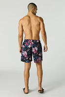 Short de bain imprimé à taille coulissante