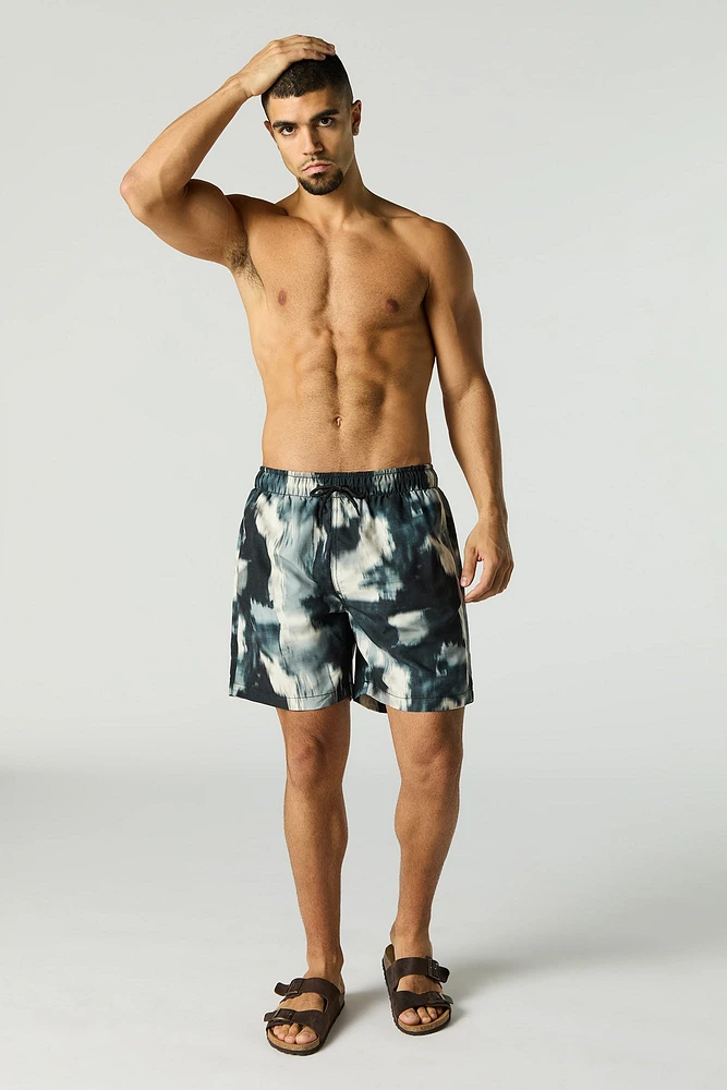 Short de bain imprimé à taille coulissante