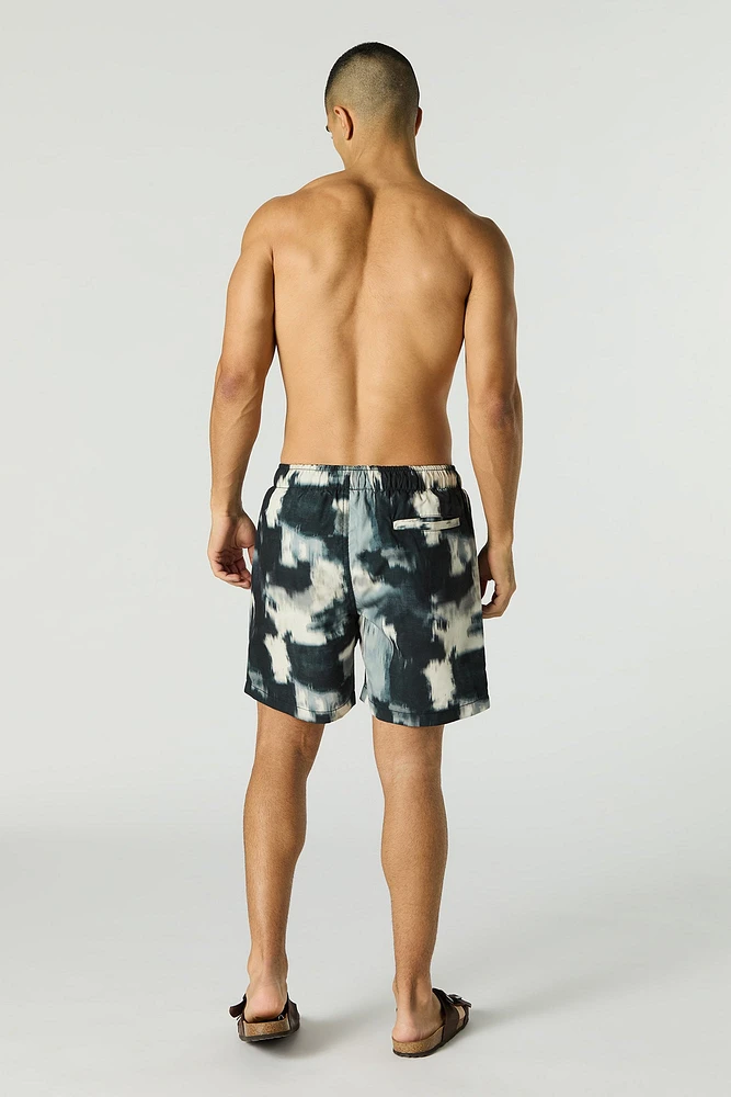 Short de bain imprimé à taille coulissante