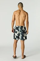 Short de bain imprimé à taille coulissante