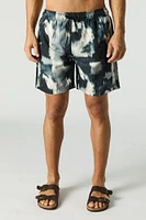 Short de bain imprimé à taille coulissante