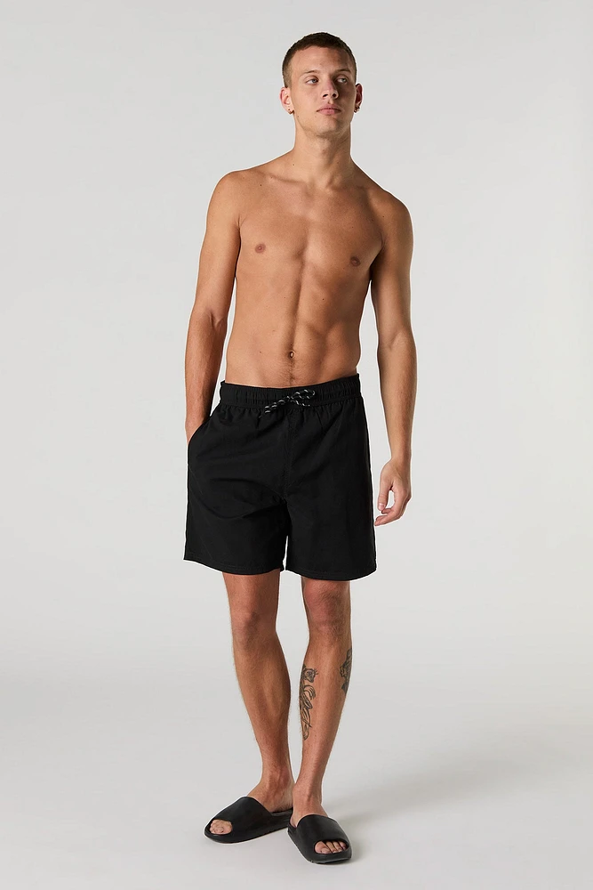 Solid Drawstring Swim Short