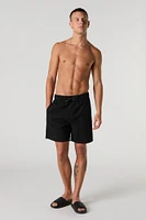 Solid Drawstring Swim Short