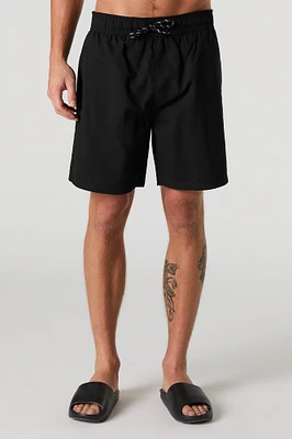 Solid Drawstring Swim Short