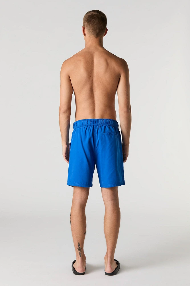 Short de surf uni à taille coulissante