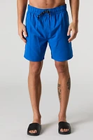 Short de surf uni à taille coulissante
