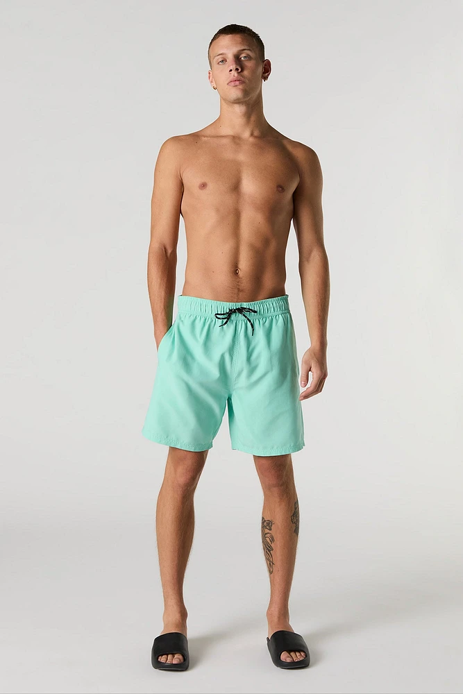 Short de surf uni à taille coulissante