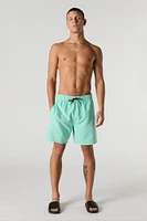 Short de surf uni à taille coulissante
