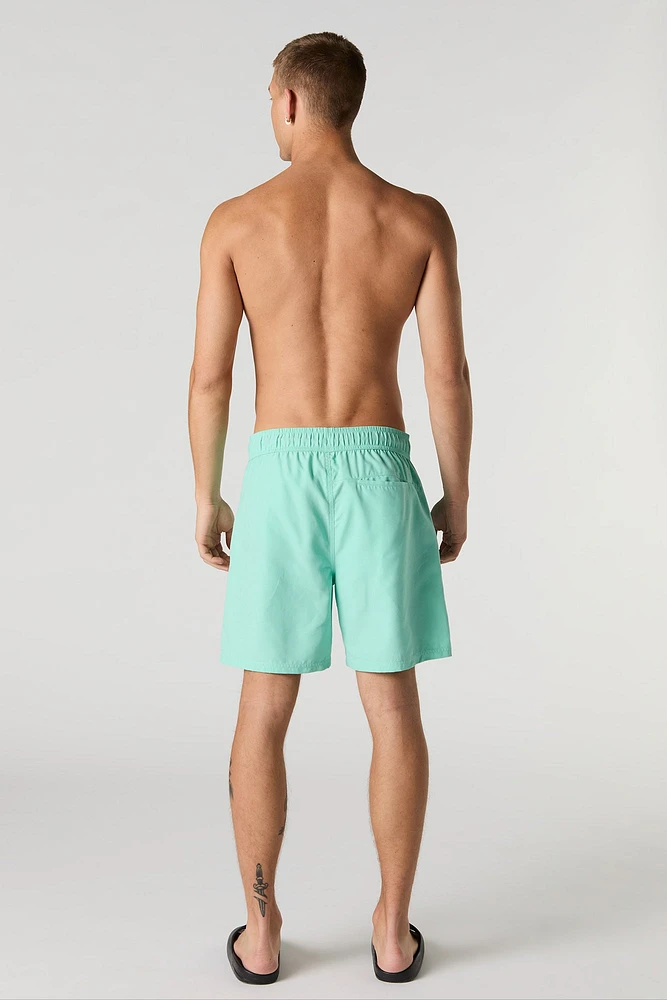 Short de surf uni à taille coulissante