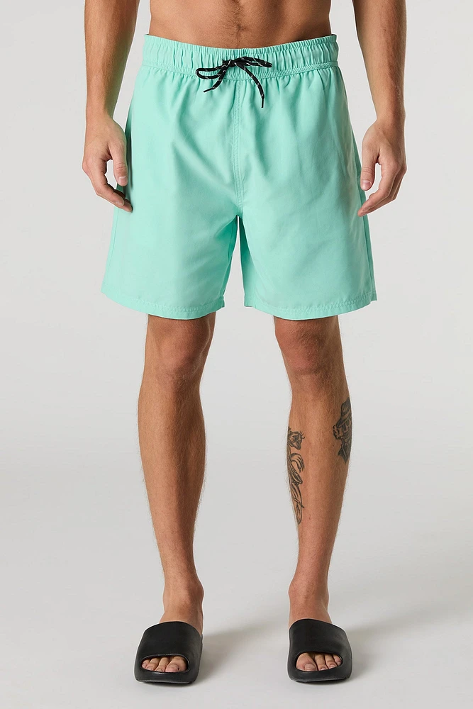 Short de surf uni à taille coulissante