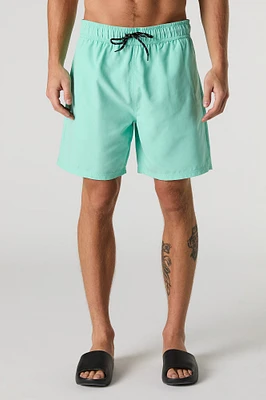 Short de surf uni à taille coulissante