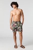 Short de baignade imprimé à taille coulissante